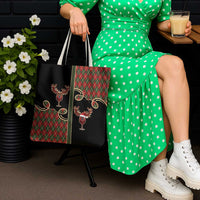 Western Yoke Tote Bag Wine Deer Christmas Argyle Patterns - Wonder Print Shop