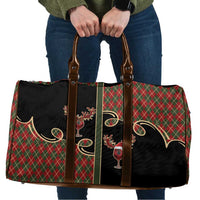 Western Yoke Travel Bag Wine Deer Christmas Argyle Patterns - Wonder Print Shop