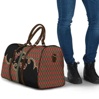 Western Yoke Travel Bag Wine Deer Christmas Argyle Patterns - Wonder Print Shop