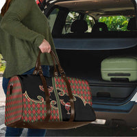Western Yoke Travel Bag Wine Deer Christmas Argyle Patterns - Wonder Print Shop