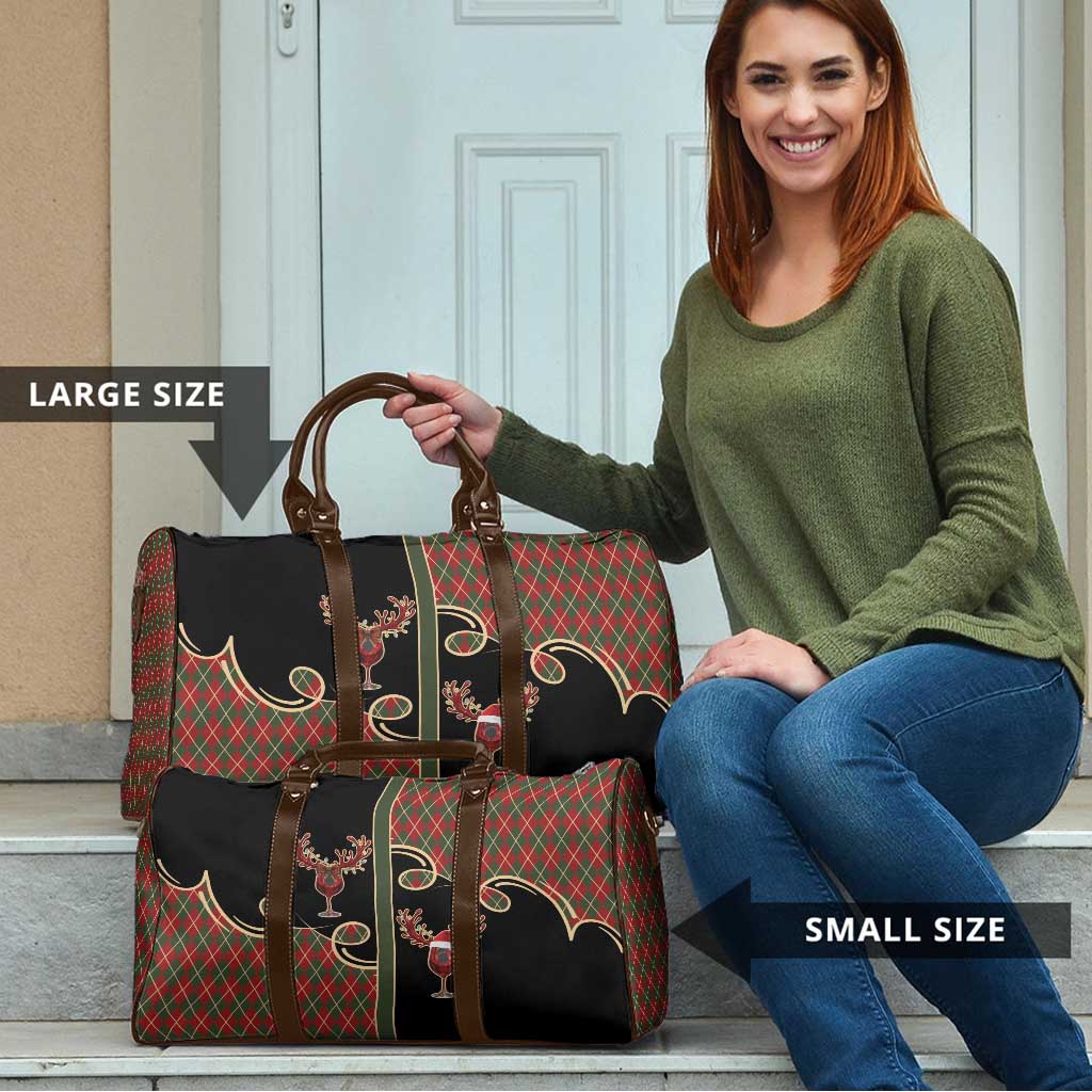 Western Yoke Travel Bag Wine Deer Christmas Argyle Patterns - Wonder Print Shop