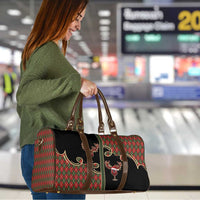 Western Yoke Travel Bag Wine Deer Christmas Argyle Patterns - Wonder Print Shop