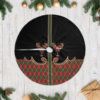 Western Yoke Tree Skirt Wine Deer Christmas Argyle Patterns - Wonder Print Shop