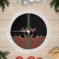 Western Yoke Tree Skirt Wine Deer Christmas Argyle Patterns - Wonder Print Shop