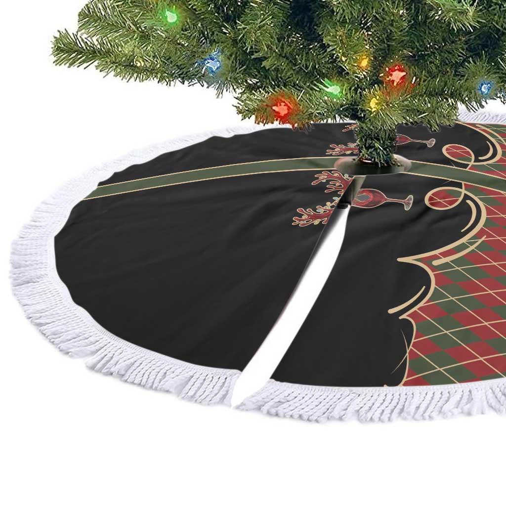 Western Yoke Tree Skirt Wine Deer Christmas Argyle Patterns - Wonder Print Shop