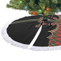 Western Yoke Tree Skirt Wine Deer Christmas Argyle Patterns - Wonder Print Shop
