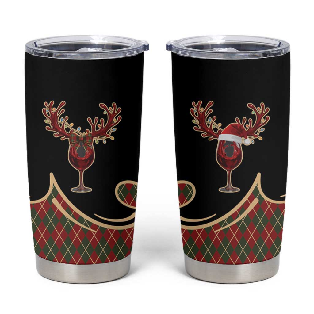 Western Yoke Tumbler Cup Wine Deer Christmas Argyle Patterns - Wonder Print Shop