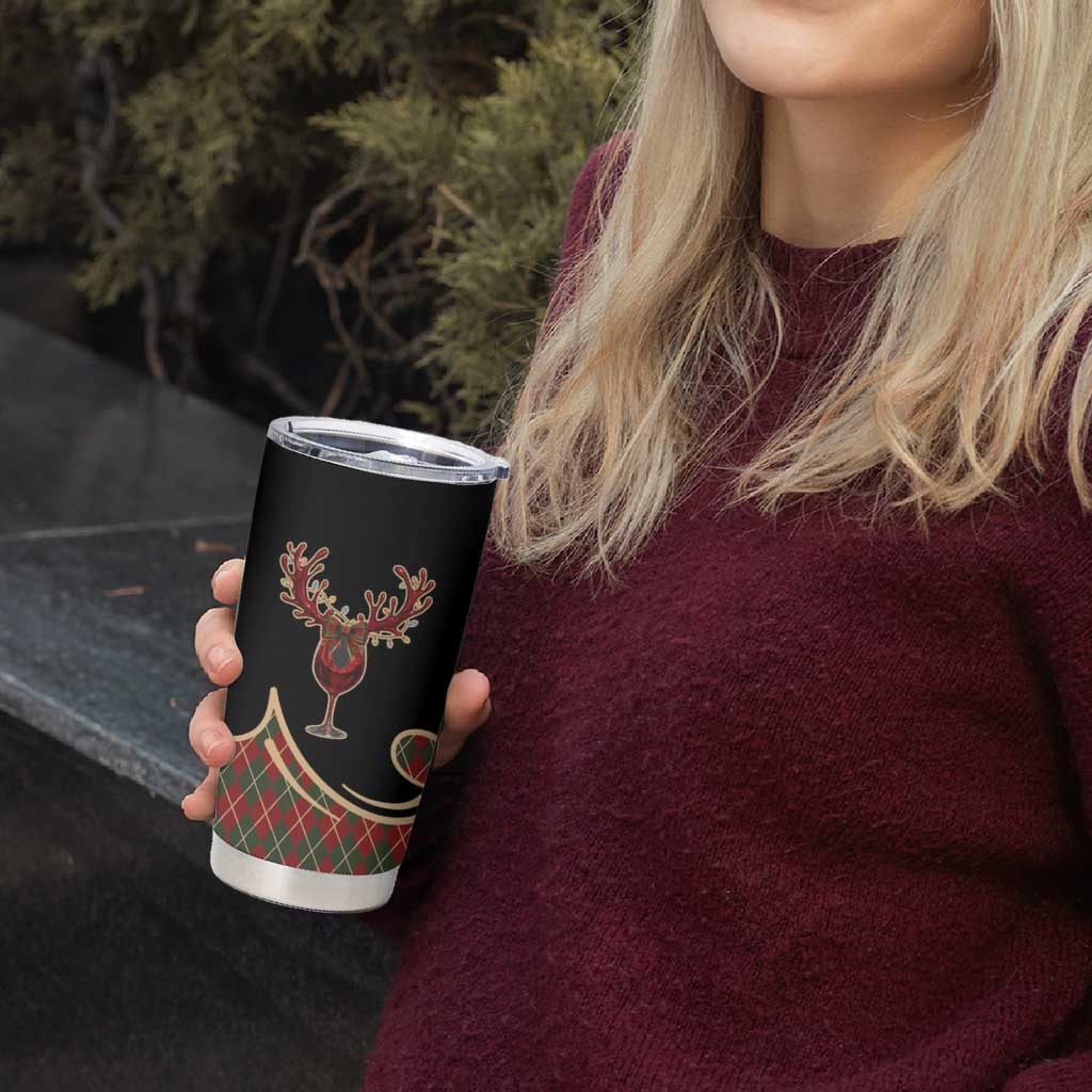 Western Yoke Tumbler Cup Wine Deer Christmas Argyle Patterns - Wonder Print Shop