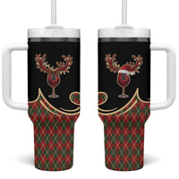 Western Yoke Tumbler With Handle Wine Deer Christmas Argyle Patterns - Wonder Print Shop