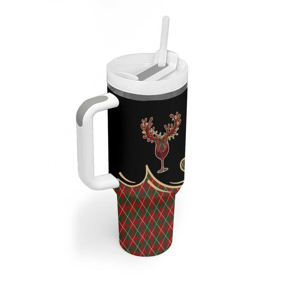 Western Yoke Tumbler With Handle Wine Deer Christmas Argyle Patterns - Wonder Print Shop
