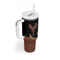 Western Yoke Tumbler With Handle Wine Deer Christmas Argyle Patterns - Wonder Print Shop