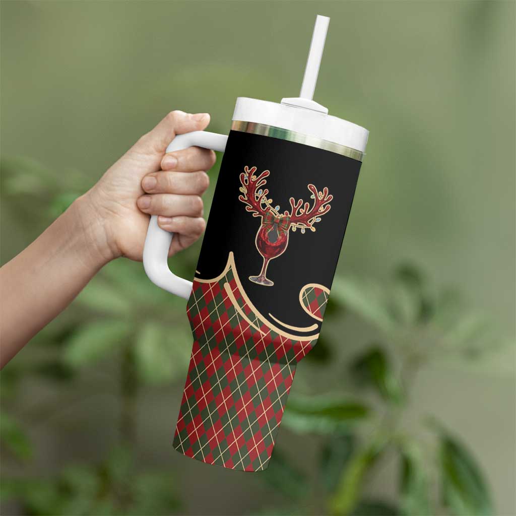Western Yoke Tumbler With Handle Wine Deer Christmas Argyle Patterns - Wonder Print Shop