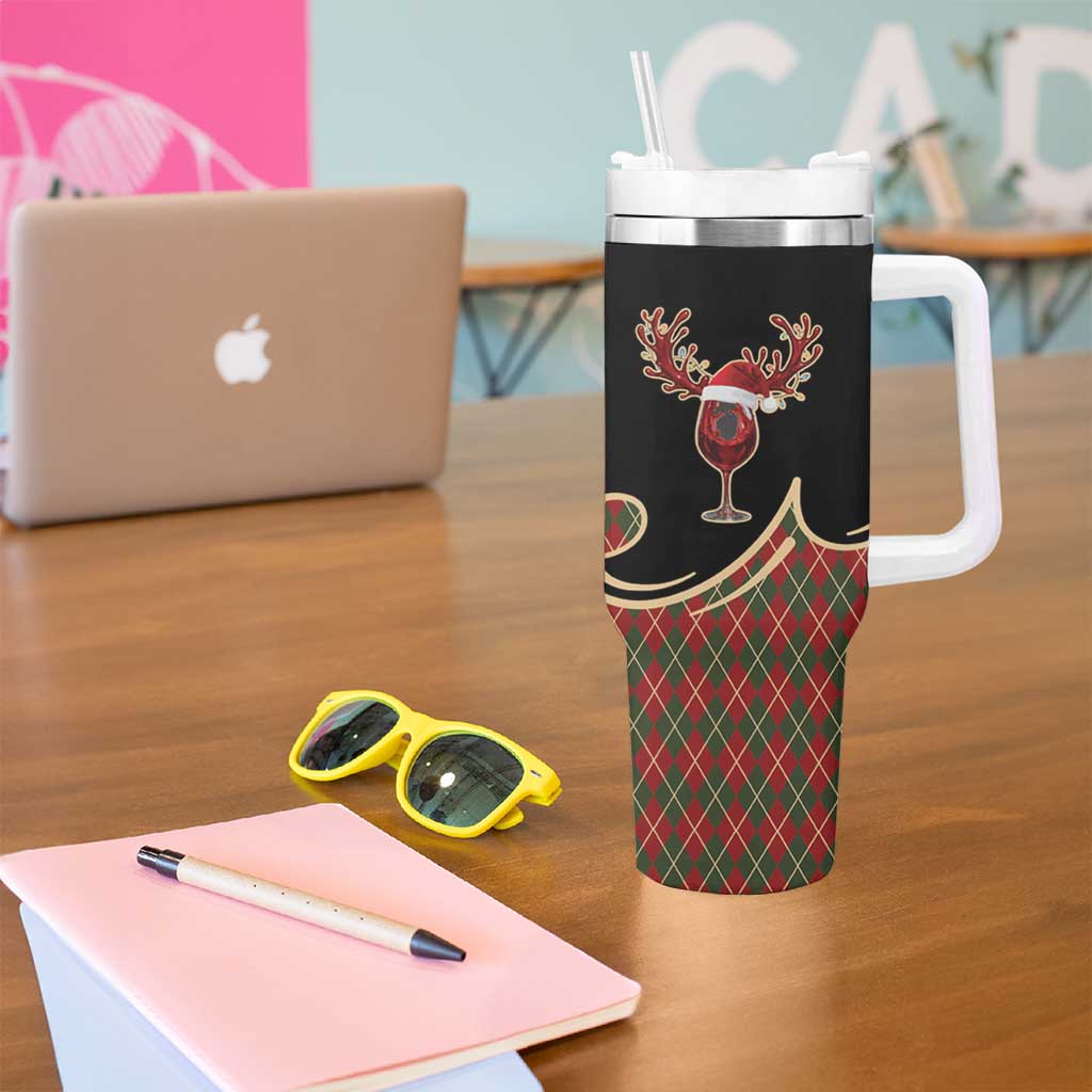 Western Yoke Tumbler With Handle Wine Deer Christmas Argyle Patterns - Wonder Print Shop