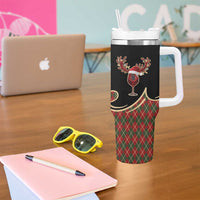 Western Yoke Tumbler With Handle Wine Deer Christmas Argyle Patterns - Wonder Print Shop