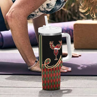 Western Yoke Tumbler With Handle Wine Deer Christmas Argyle Patterns - Wonder Print Shop