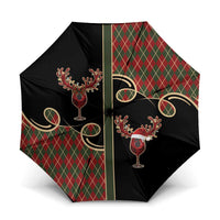 Western Yoke Umbrella Wine Deer Christmas Argyle Patterns - Wonder Print Shop