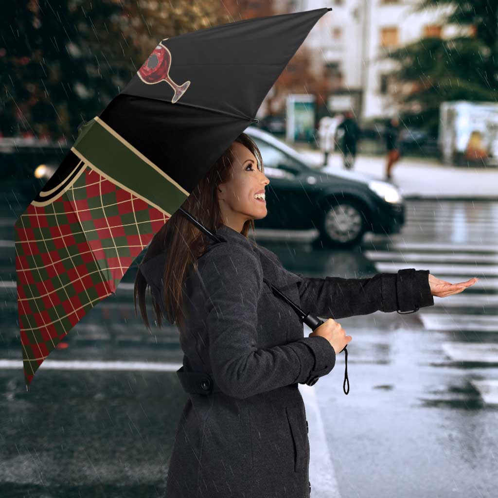 Western Yoke Umbrella Wine Deer Christmas Argyle Patterns - Wonder Print Shop