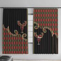 Western Yoke Window Curtain Wine Deer Christmas Argyle Patterns - Wonder Print Shop