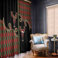 Western Yoke Window Curtain Wine Deer Christmas Argyle Patterns - Wonder Print Shop