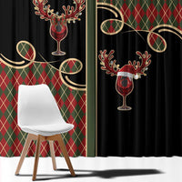 Western Yoke Window Curtain Wine Deer Christmas Argyle Patterns - Wonder Print Shop
