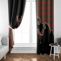Western Yoke Window Curtain Wine Deer Christmas Argyle Patterns - Wonder Print Shop
