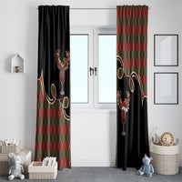 Western Yoke Window Curtain Wine Deer Christmas Argyle Patterns - Wonder Print Shop