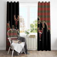Western Yoke Window Curtain Wine Deer Christmas Argyle Patterns - Wonder Print Shop