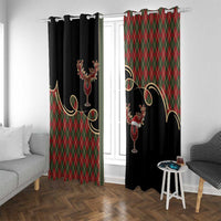 Western Yoke Window Curtain Wine Deer Christmas Argyle Patterns - Wonder Print Shop