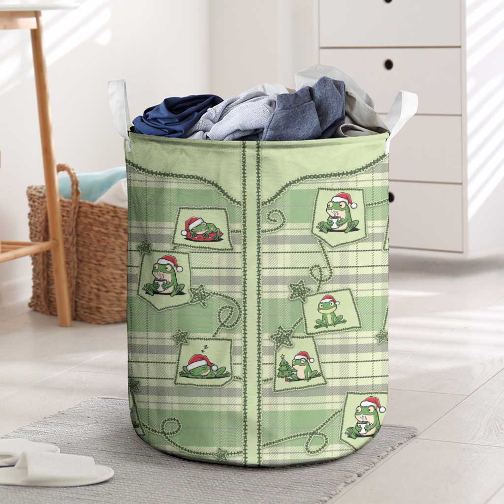 Western Yoke Laundry Basket Frog Christmas Cute Style - Wonder Print Shop