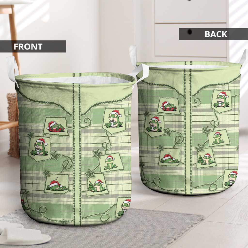 Western Yoke Laundry Basket Frog Christmas Cute Style - Wonder Print Shop