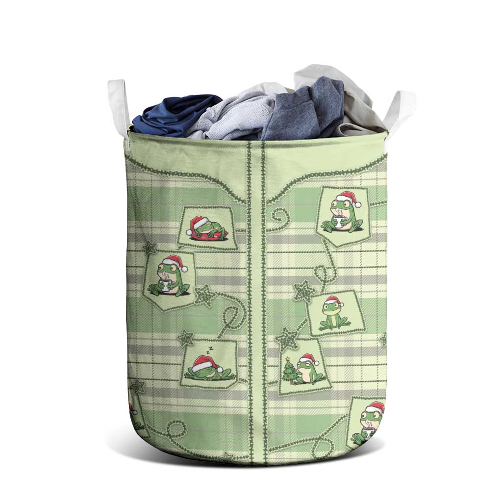 Western Yoke Laundry Basket Frog Christmas Cute Style - Wonder Print Shop