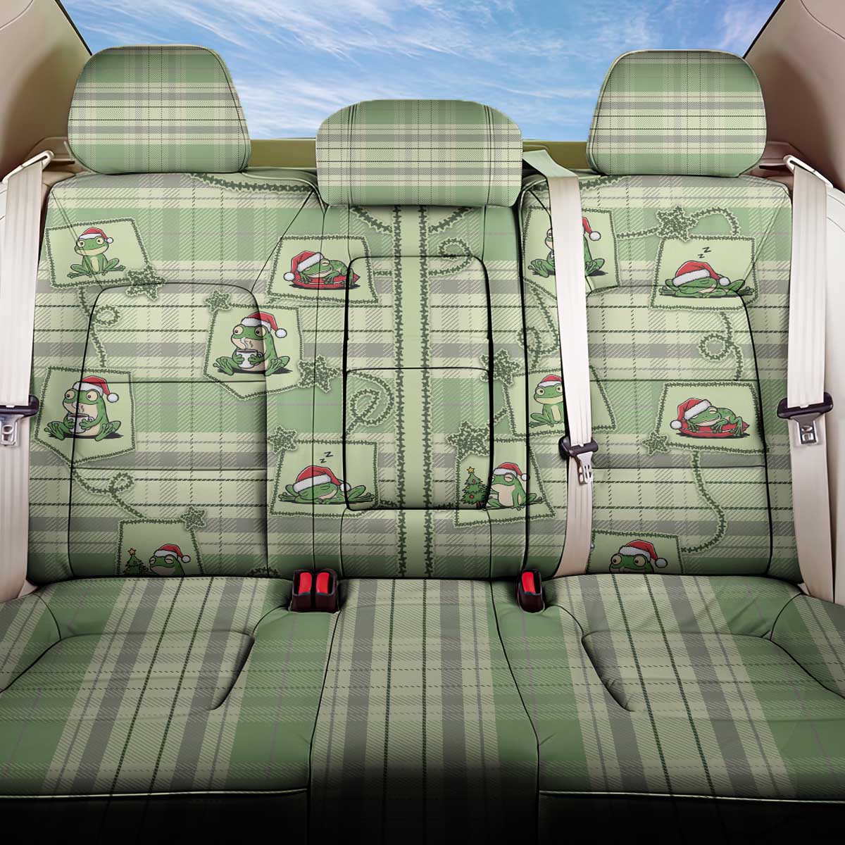 Western Yoke Back Car Seat Cover Frog Christmas Cute Style - Wonder Print Shop