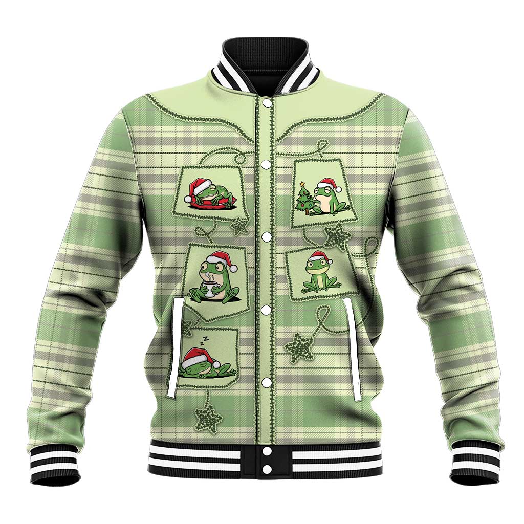 Western Yoke Baseball Jacket Frog Christmas Cute Style - Wonder Print Shop