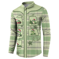 Western Yoke Button Sweatshirt Frog Christmas Cute Style - Wonder Print Shop