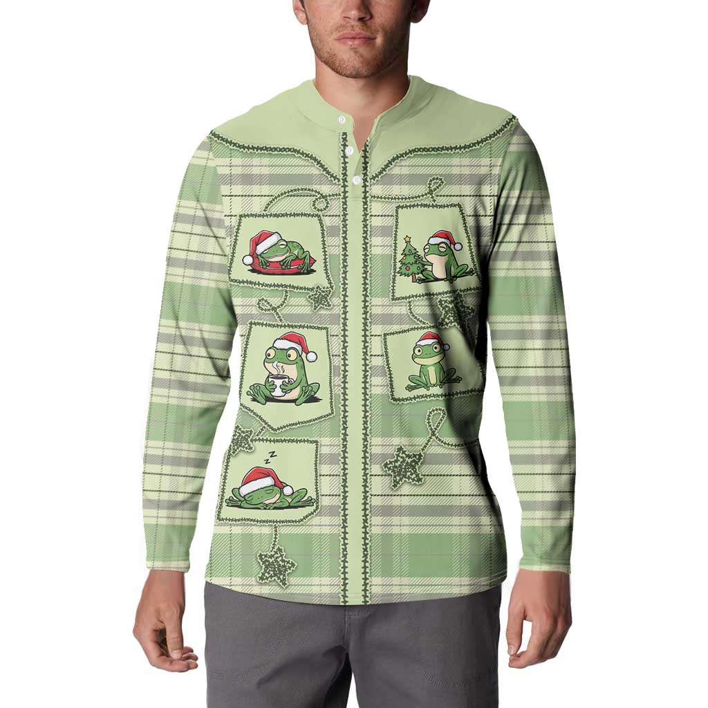 Western Yoke Button Sweatshirt Frog Christmas Cute Style - Wonder Print Shop