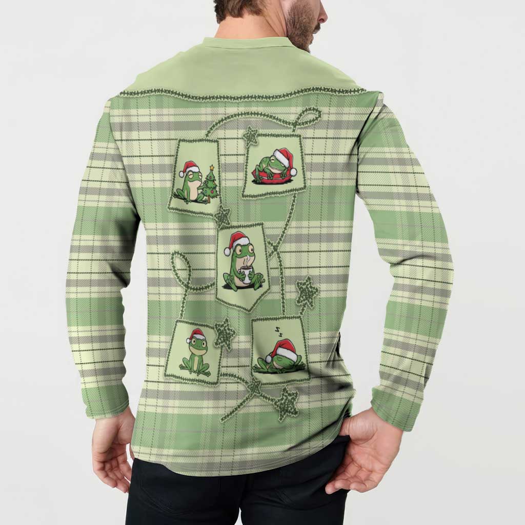 Western Yoke Button Sweatshirt Frog Christmas Cute Style - Wonder Print Shop