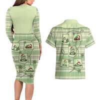Western Yoke Couples Matching Long Sleeve Bodycon Dress and Hawaiian Shirt Frog Christmas Cute Style - Wonder Print Shop