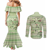 Western Yoke Couples Matching Mermaid Dress and Long Sleeve Button Shirt Frog Christmas Cute Style - Wonder Print Shop