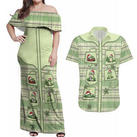 Western Yoke Couples Matching Off Shoulder Maxi Dress and Hawaiian Shirt Frog Christmas Cute Style - Wonder Print Shop