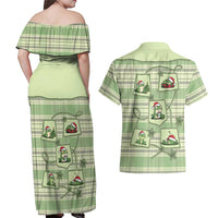 Western Yoke Couples Matching Off Shoulder Maxi Dress and Hawaiian Shirt Frog Christmas Cute Style - Wonder Print Shop