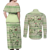 Western Yoke Couples Matching Off Shoulder Maxi Dress and Long Sleeve Button Shirt Frog Christmas Cute Style - Wonder Print Shop