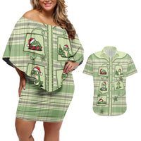 Western Yoke Couples Matching Off Shoulder Short Dress and Hawaiian Shirt Frog Christmas Cute Style - Wonder Print Shop