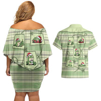 Western Yoke Couples Matching Off Shoulder Short Dress and Hawaiian Shirt Frog Christmas Cute Style - Wonder Print Shop