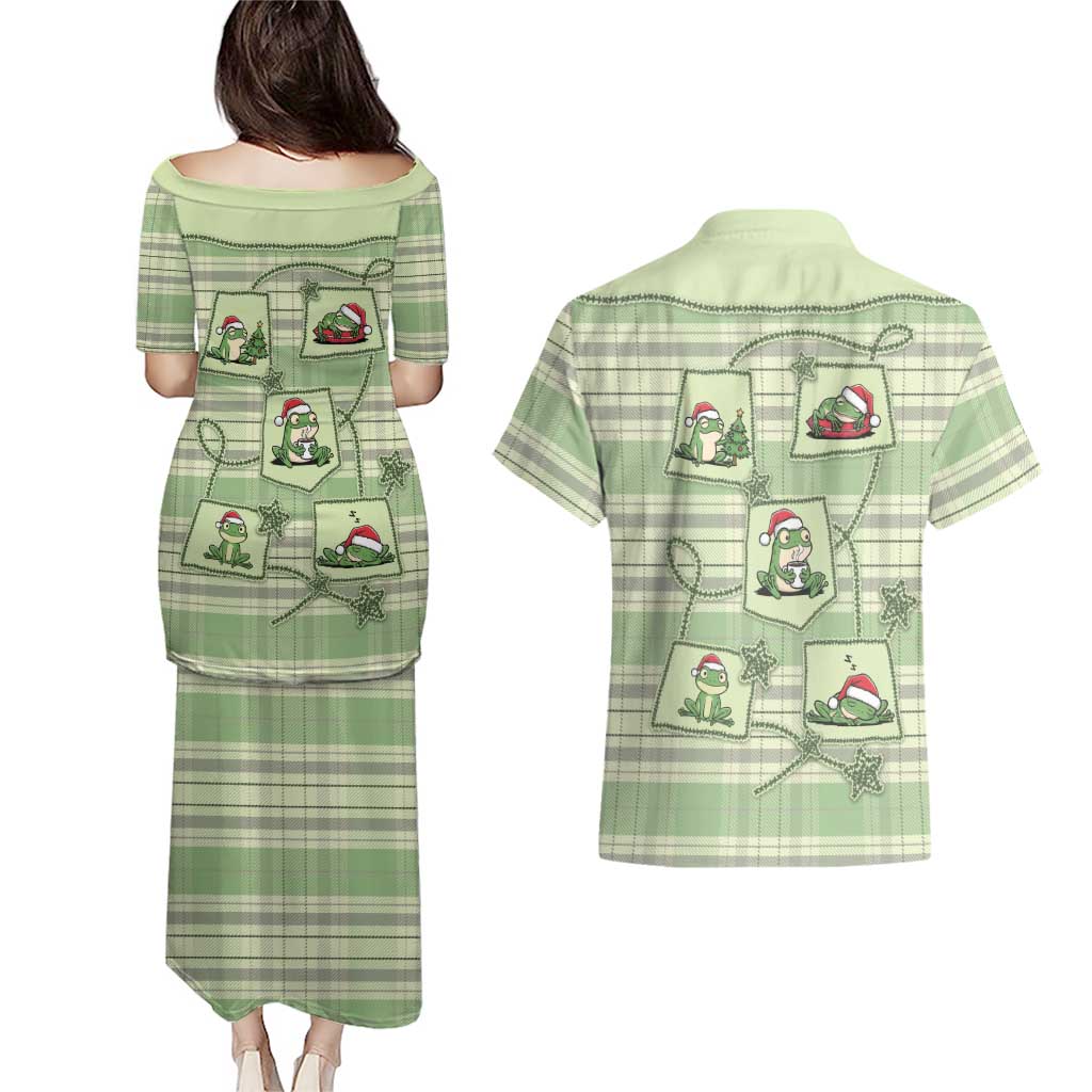 Western Yoke Couples Matching Puletasi and Hawaiian Shirt Frog Christmas Cute Style - Wonder Print Shop