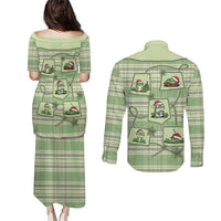 Western Yoke Couples Matching Puletasi and Long Sleeve Button Shirt Frog Christmas Cute Style - Wonder Print Shop