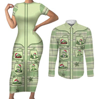 Western Yoke Couples Matching Short Sleeve Bodycon Dress and Long Sleeve Button Shirt Frog Christmas Cute Style - Wonder Print Shop