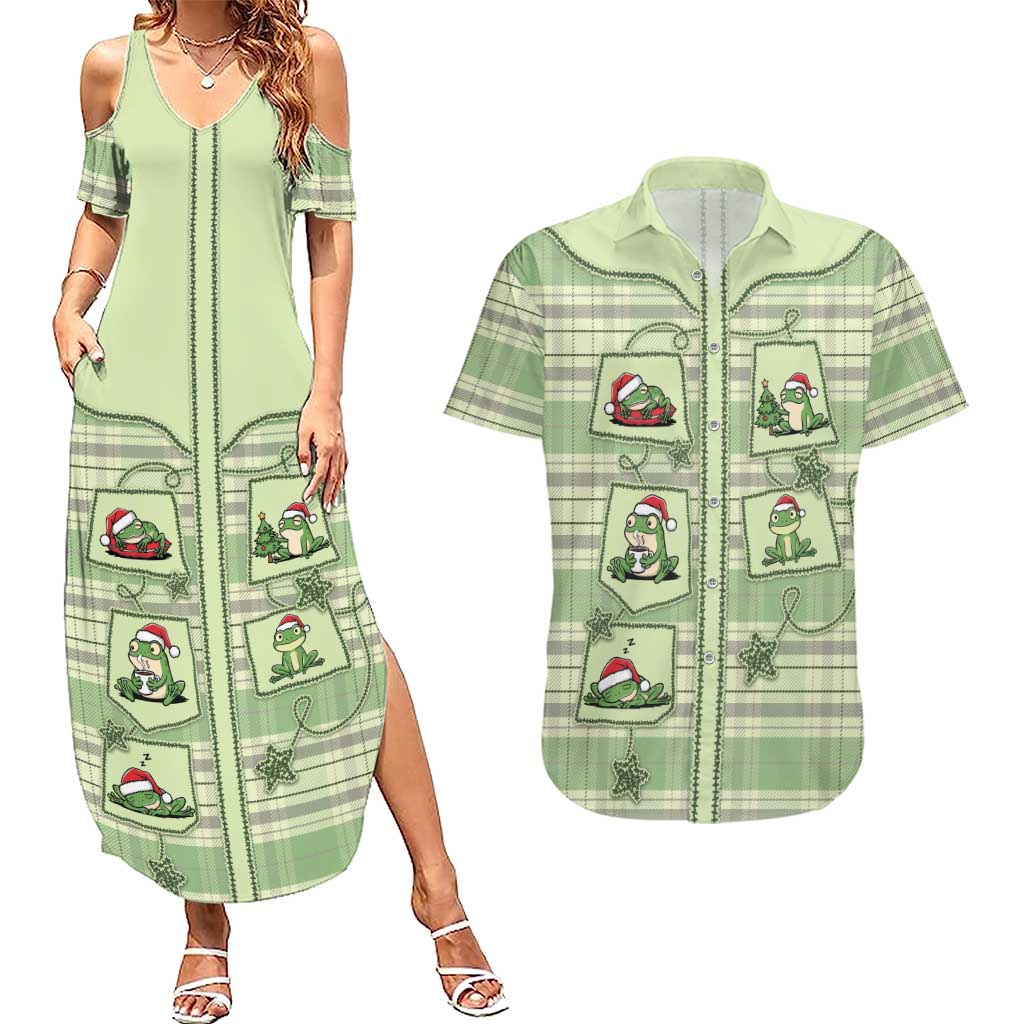 Western Yoke Couples Matching Summer Maxi Dress and Hawaiian Shirt Frog Christmas Cute Style - Wonder Print Shop