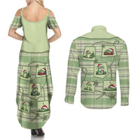 Western Yoke Couples Matching Summer Maxi Dress and Long Sleeve Button Shirt Frog Christmas Cute Style - Wonder Print Shop