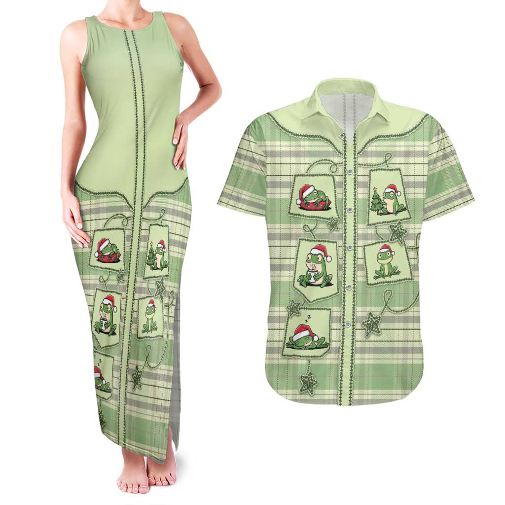 Western Yoke Couples Matching Tank Maxi Dress and Hawaiian Shirt Frog Christmas Cute Style - Wonder Print Shop