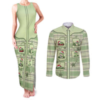 Western Yoke Couples Matching Tank Maxi Dress and Long Sleeve Button Shirt Frog Christmas Cute Style - Wonder Print Shop